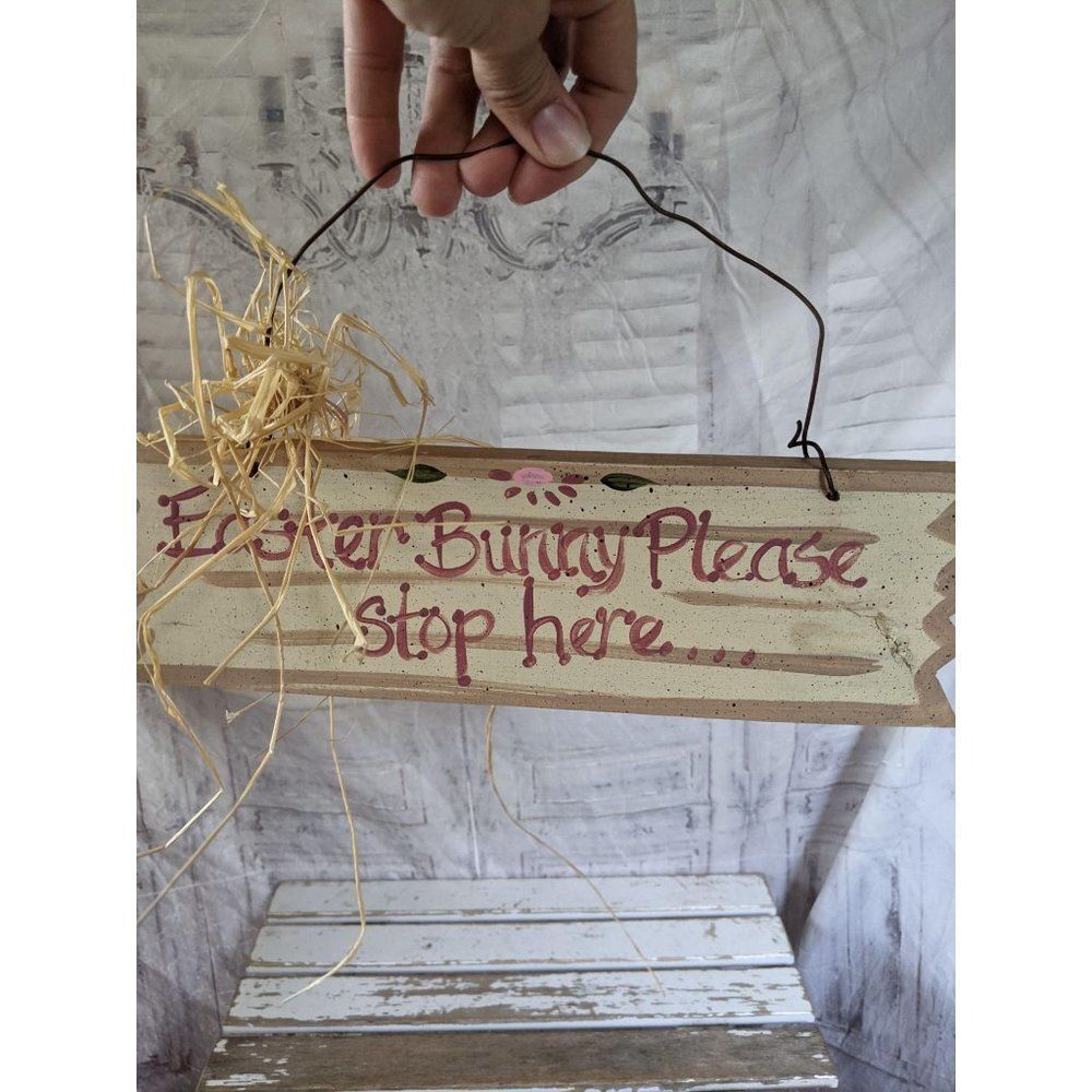 Easter bunny spring wooden sign country‎ folk art h